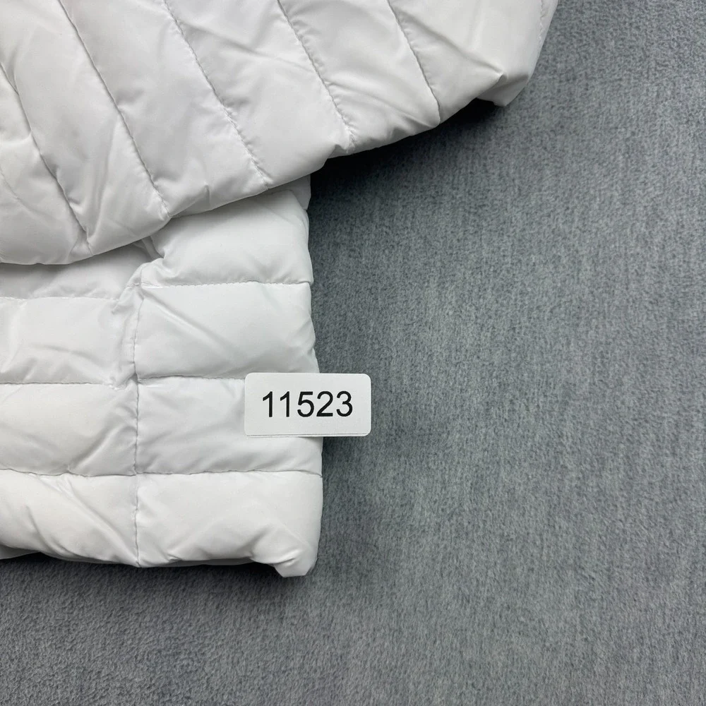 DKNY Sport Jacket Women Small White Puffer Quilt Sorona Full Zip Outdoors Winter